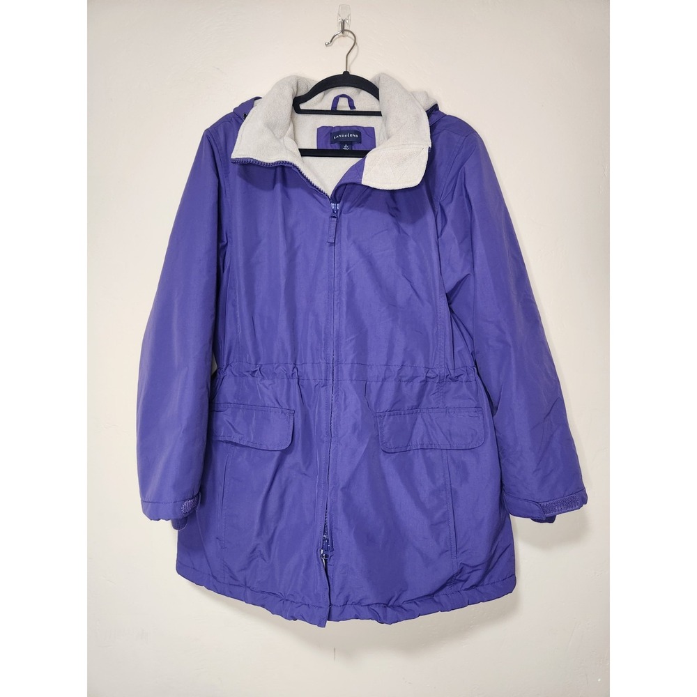 Lands' End Purple Jacket Winter Coat Womens Size Medium Full‎ Zip Hooded